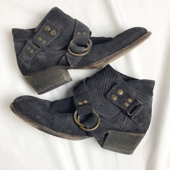 Free People Tortuga black boho snakeskin ankle booties size EU37 - Picture 10 of 14